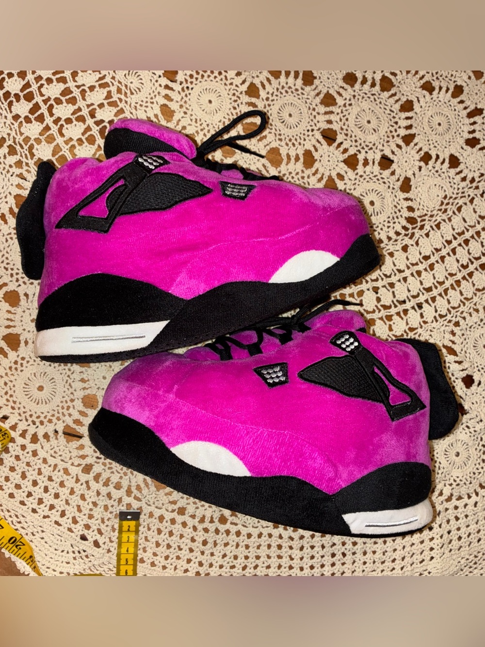 Jordan 4 Magenta Plush Sneaker Slippers - Picture 11 of 12